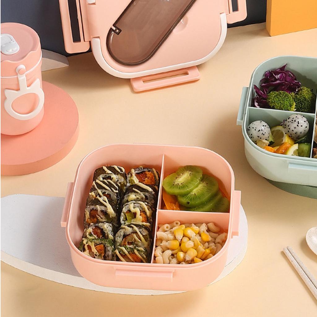 1 Stück isolierte Bento-Box mit Fächern, auslaufsichere Kunststoff-Lunchbox für Schule, Arbeit, mikrowellengeeignet, leicht zu reinigendes Material