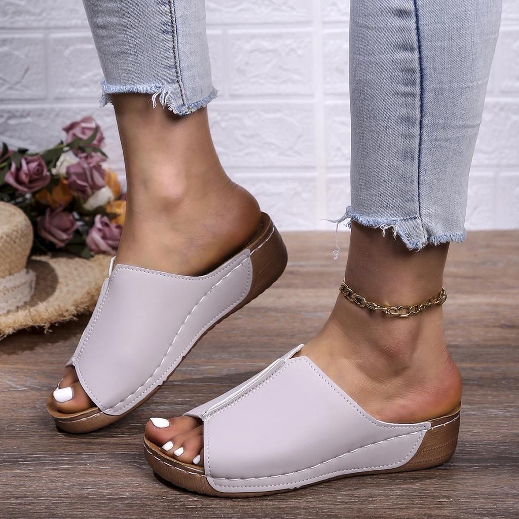 Women Slip On High Heels Sandals Summer Lightweight Chunky Platform Designer Shoes Women Comfortable Casual Beach Ankle Sandals