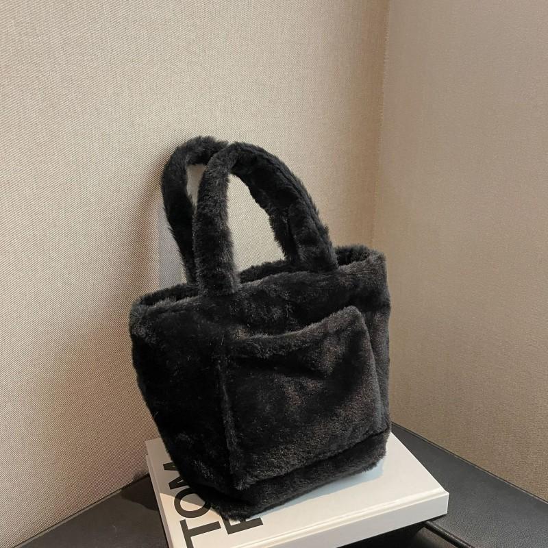 New Plush Bag Fashionable Portable Fluffy All-match Light Large-capacity Tote