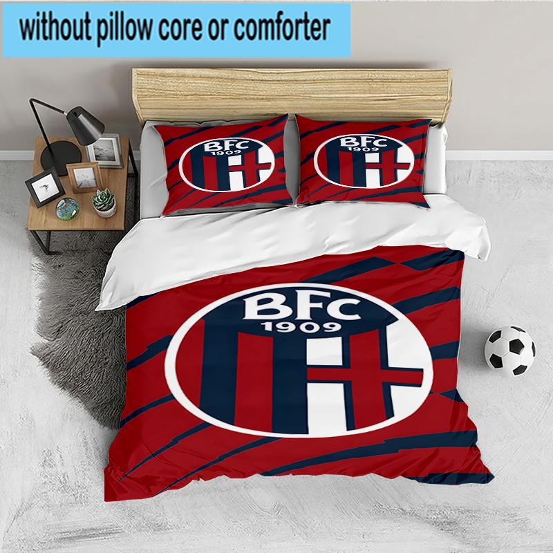 3PCS Football Bologna Bedding set,Ideal For1pc Duvet Cover And 2pcs Pillowcases Perfect for Christmas gift,Ideal for Bedroom, Dormitory