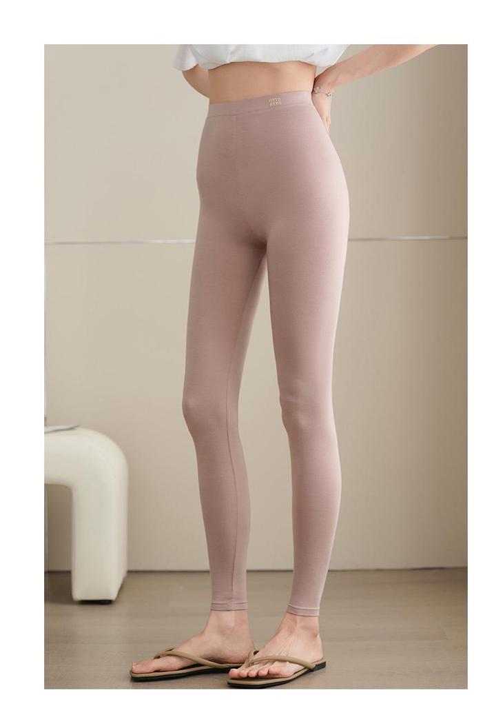 Women's Spring 2026 High-Waist Gray Leggings - Stretchy, Slimming, Simple, and Skin-Friendly Nine-Point Pants