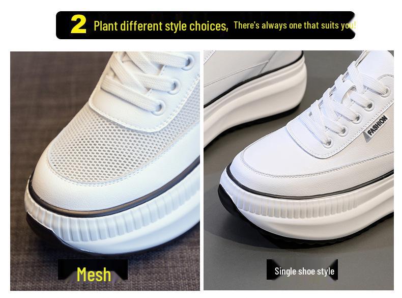 2026 Women's Wedge Platform Thick Sole Casual Shoes - Height-Boosting, All-Season White Flats with Extra Velvet