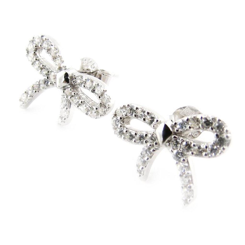 Les Trésors De Lily [J2089] - Boucles Argent 'Noeud Romantique' blanc