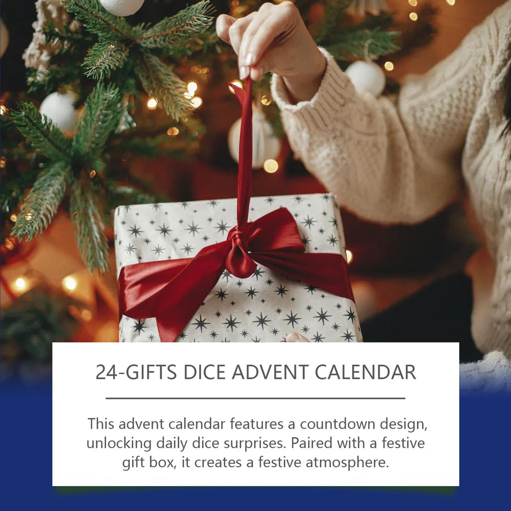 Sada kostek vánočního adventního kalendáře, 24denní dárek pro odpočítávání Vánoc, Vhodné pro RPG, nadšence do deskových her na hrdiny