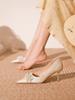 Fashion Shiny Crystal Buckle Luxury Wedding Shoes Women 2024 New Slip On High Heels Pumps Woman Pointed Toe Thin Heeled Party Shoes