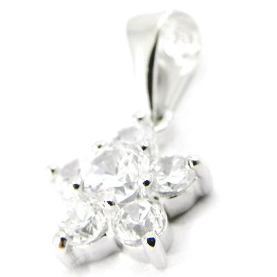 [I3987] - Silver Pendant 'Crystal Flower' Silver-white (rhodium-plated) - 9 Mm