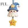 Hand Woven Ghost Decor Halloween Crochet Hanging Decoration, Handmade Ornament for Car Knitted Bag Charm Rearview Mirror, Knit Yarn Pendant
