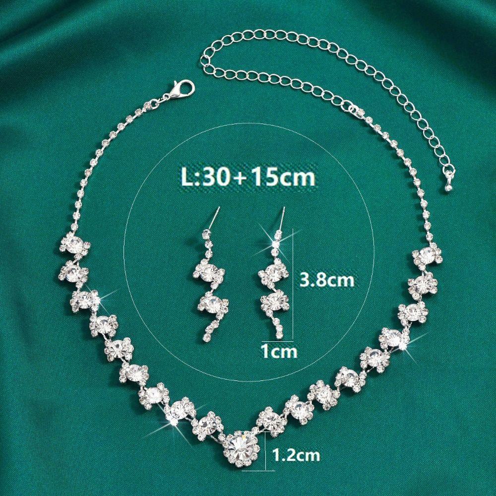 Claw Chain Rhinestone Jewelry Set Crystal Necklace Wedding Party Earrings  Banquet
