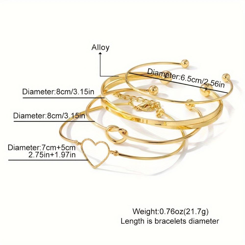 4pcs/set Vintage Alloy Bracelets Set Men's Fashion Woven Twist Texture Bangles for Women Golden Fashion Zircon Streetwear Gifts