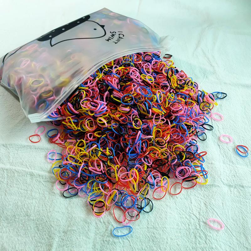 500/1000/2000pcs Girls Colourful Disposable Rubber Band Hair Ties Headband Children Ponytail Holder Bands Kids Hair Accessories