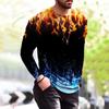 Men's Fashion Casual Printed Long Sleeve O-Neck Shirts Tops Blouse