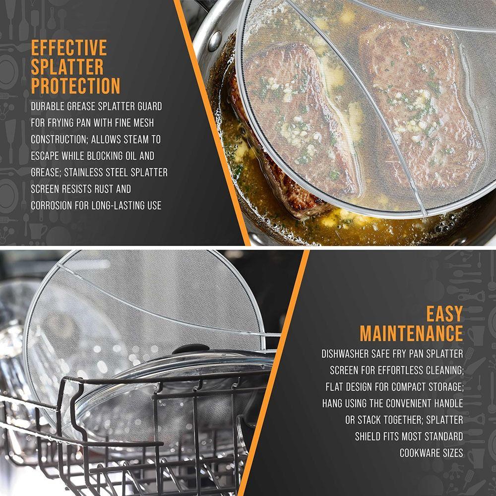 Fine Mesh Grease Splatter Screen Oil Splash Protection Grease Guard Splatter Guard  Kitchen Pots
