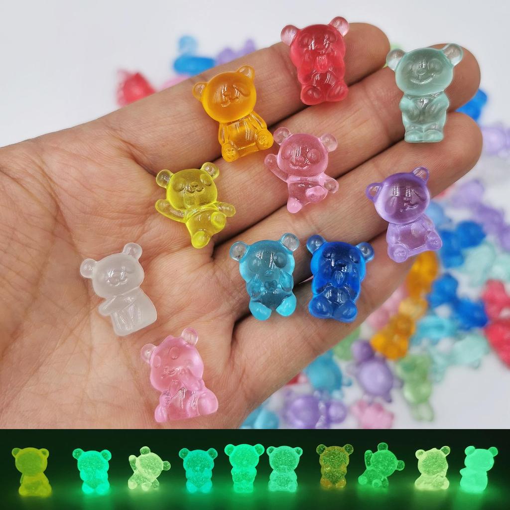 Luminous Cute Animal Mini Ornaments: Turtle, Bear, Rabbit - Handmade Glowing Accessories