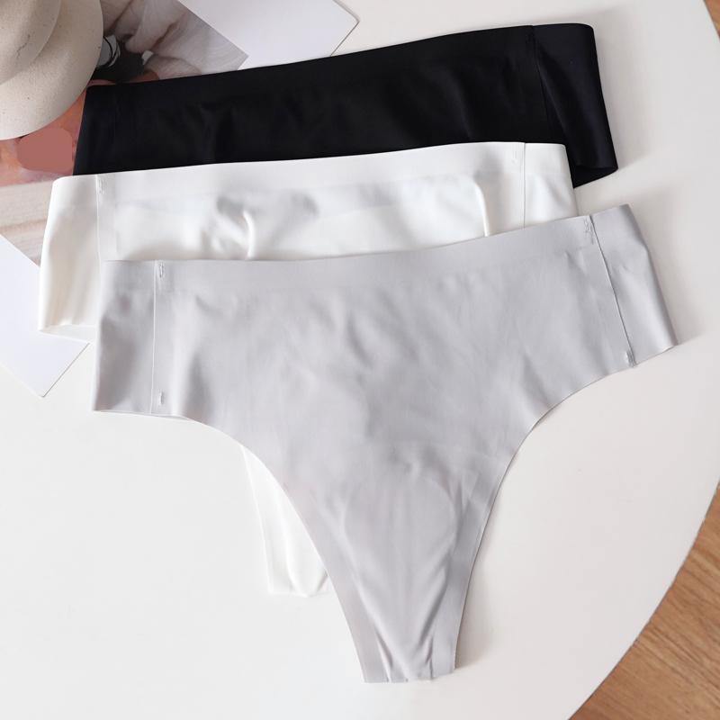 CINOON Sexy Women's Ice Silk Thongs Low-Waisted Breathable Sport G-string Female Seamless Yoga Quick-Drying Briefs