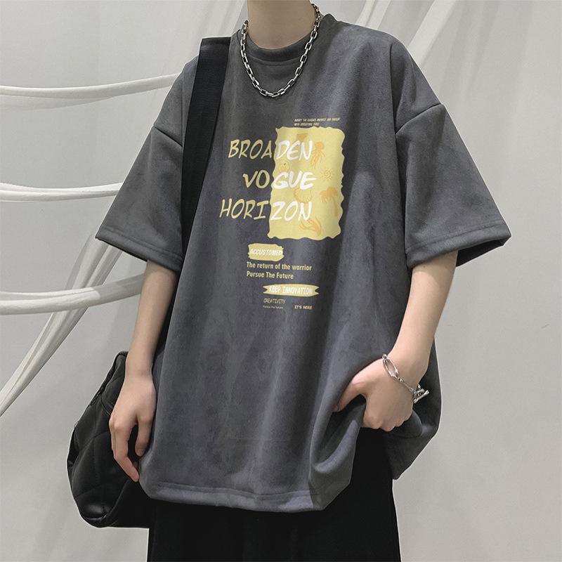 

High Quanlity Cotton Short Sleeved T-shirt For Men s Summer Trendy American Style Loose Sport Casual Tee Tops Men s Clothing 4XL