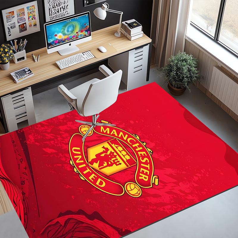 Manchester United F.C Pattern Rug, Indoor/Outdoor Mat, for Picnic, Gameroom, Bedroom, Office, Living Room, Home Decor Carpet, Birthday Gift