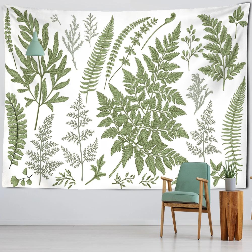 VIKAMA Boho Floral Greenery Tapestry Fern Leaf Natural Landscape Wall Hanging Aesthetic Home Decor