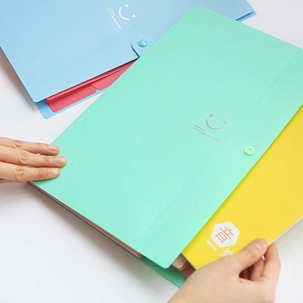 1PC Jelly Color 5-index Expending File Folder Office Supplies Student Stationary A4 Size Letter Size Smile Printing