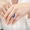 Open Ring Tanzanite Blue Pear Drop with Double Diamonds Simulated Sapphire Womens Fashion Jewelry