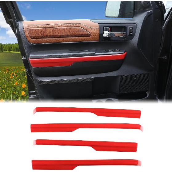 

Aunginsy Inner Door Handle Armrest Panel Strips Trim Compatible with Toyota Tundra 2014-2021 Car Front Rear Door Panel Decorative Cover Protector ABS красный