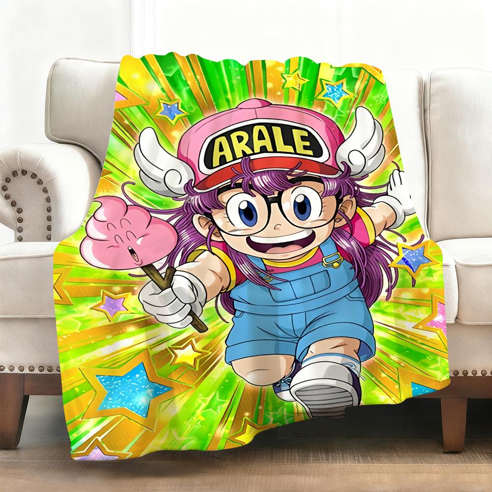 Kawaii A-Arale Anime Throw Soft Flannel Blanket Warm Knee Skin-Friendly Throw for Sofa Office Bed Traveling Winter Oversize