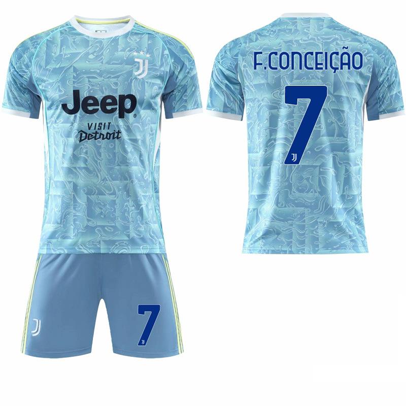 2526 Juventus away jersey No. 7 Concesan 9 Hovic 10 Ildiz 19 Thuram football jersey set 16