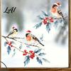 Watercolor Bird Window Stickers Christmas Sticker Santa Hat On Beey Sticker Branch Static Decal Waterproof Cling for Holiday Party Accents