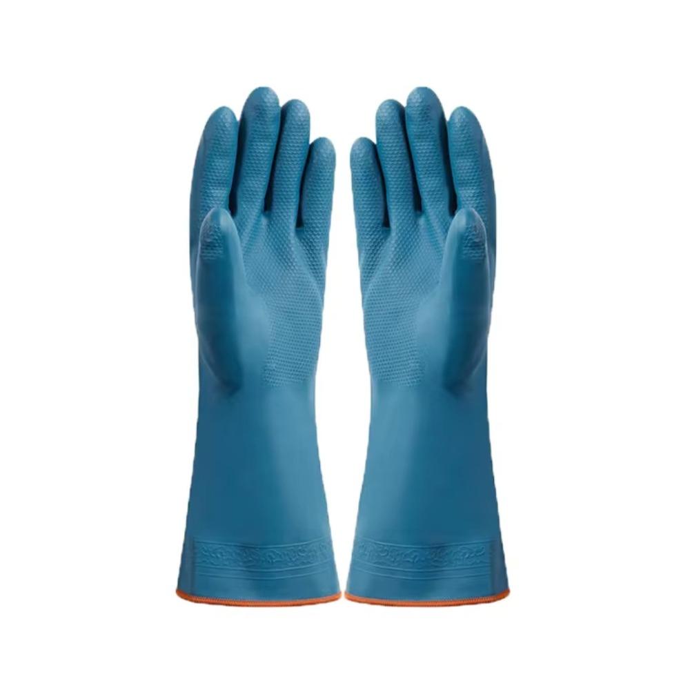

Waterproof Fleece-lined Cleaning Gloves with Fleece Thicked Dishwashing Gloves Soft Wear-resistant Warm Household Gloves темно-синього кольору