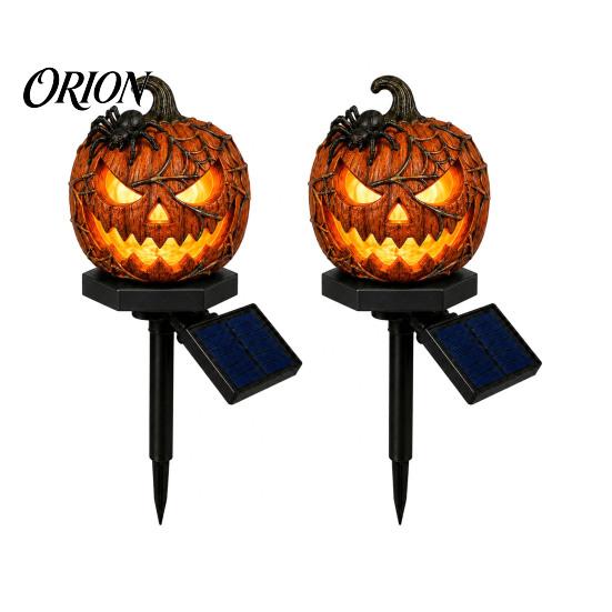 Outdoor Halloween Decorations Solar Pumpkin Garden Stake Light, Waterproof Resin LED Weather Resistant Lighting Lantern, Spooky Yard for Patio