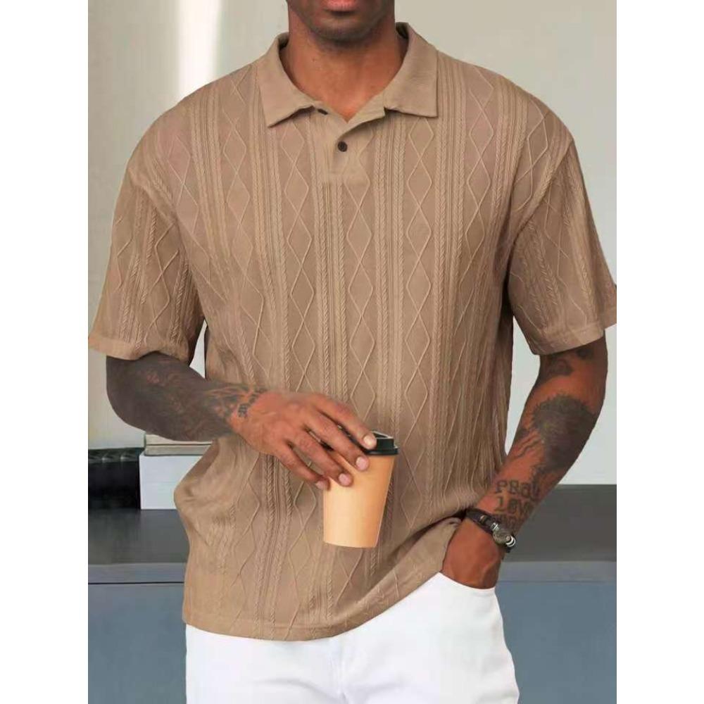 Retro Loose Texture Knitted Polo Shirt Men's Summer Lapel T-shirt Breathable Short Sleeves