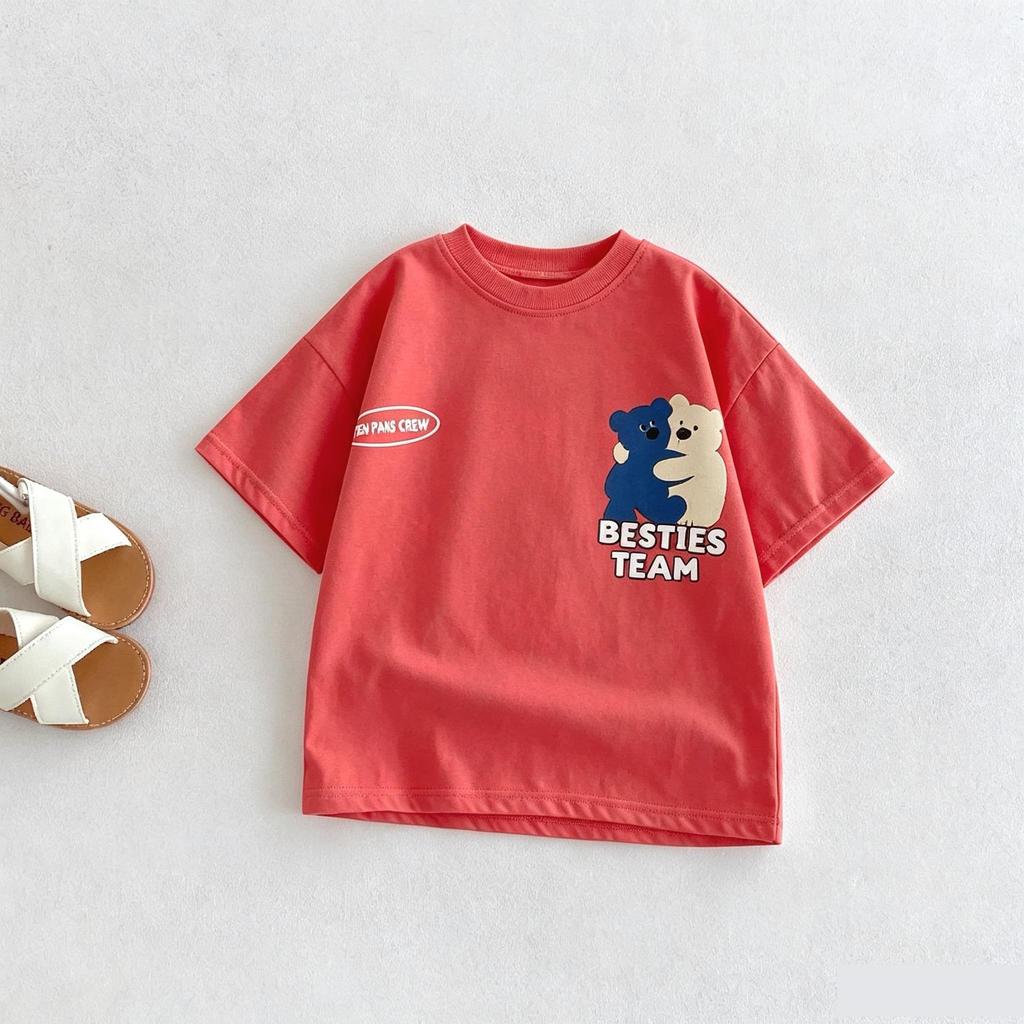 1-7 Year Old Kids Clothing T-shirt Printed Cartoon Fashion Simple Girl And Boy Crewneck Tees Short Sleeved Tops Summer Clothes