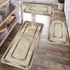 VIKAMA Marble Pattern Hallway Rug, Modern Gold Texture Rug, Non-Slip Kitchen & Entryway Mat, Breathable Indoor Rug
