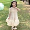 Jenter Mesh Beading Dress Baby Gaze Ermeløs Mote Prinsesse Tyll Fluffy Kjoler Barn Bursdagsfest Klær