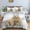 Polar Bear Duvet Cover King Queen 3D Lovely White Arctic Animal Bedding Set For Kids Teens Adult Wildlife Quilt Cover Pillowcase