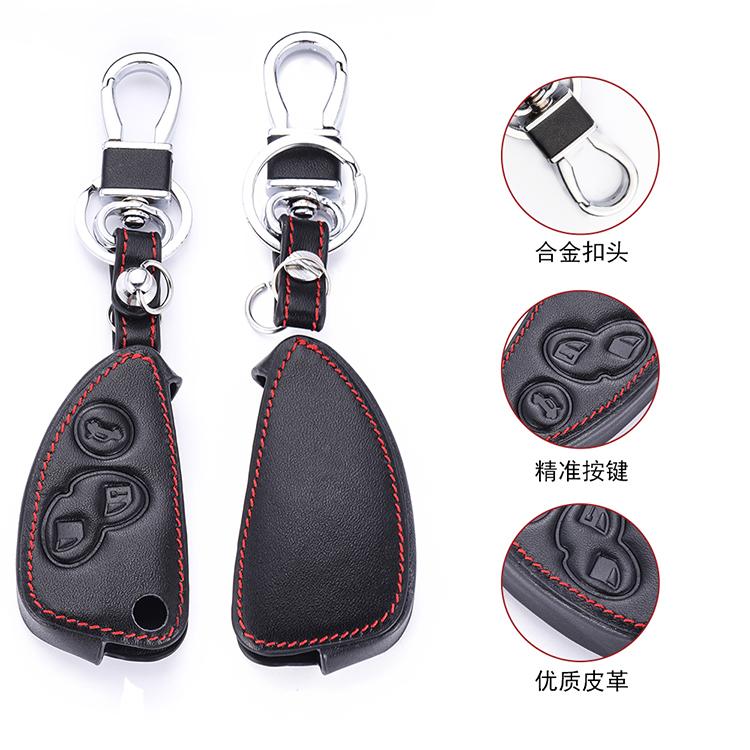 Leather Car Key Case Bag For Alfa Romeo 147 156 166 GT JTD TS 3 Buttons Folding Keychain Holder Remote Fobs Shell Cover