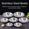 New Round Stainless Steel Bowls Thicken Multiple Sizes Prep Bowls Baking Kneading Bowl
