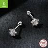 Star Moissanite Threaded Ball Stud Earrings, Simple Mini Pentagram S925 Silver Stud Earrings.