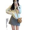 2025 Gray Woolen Women's A-Line Mini Skirt: Elastic Waist, Slimming, Anti-Exposure Design for Autumn/Winter
