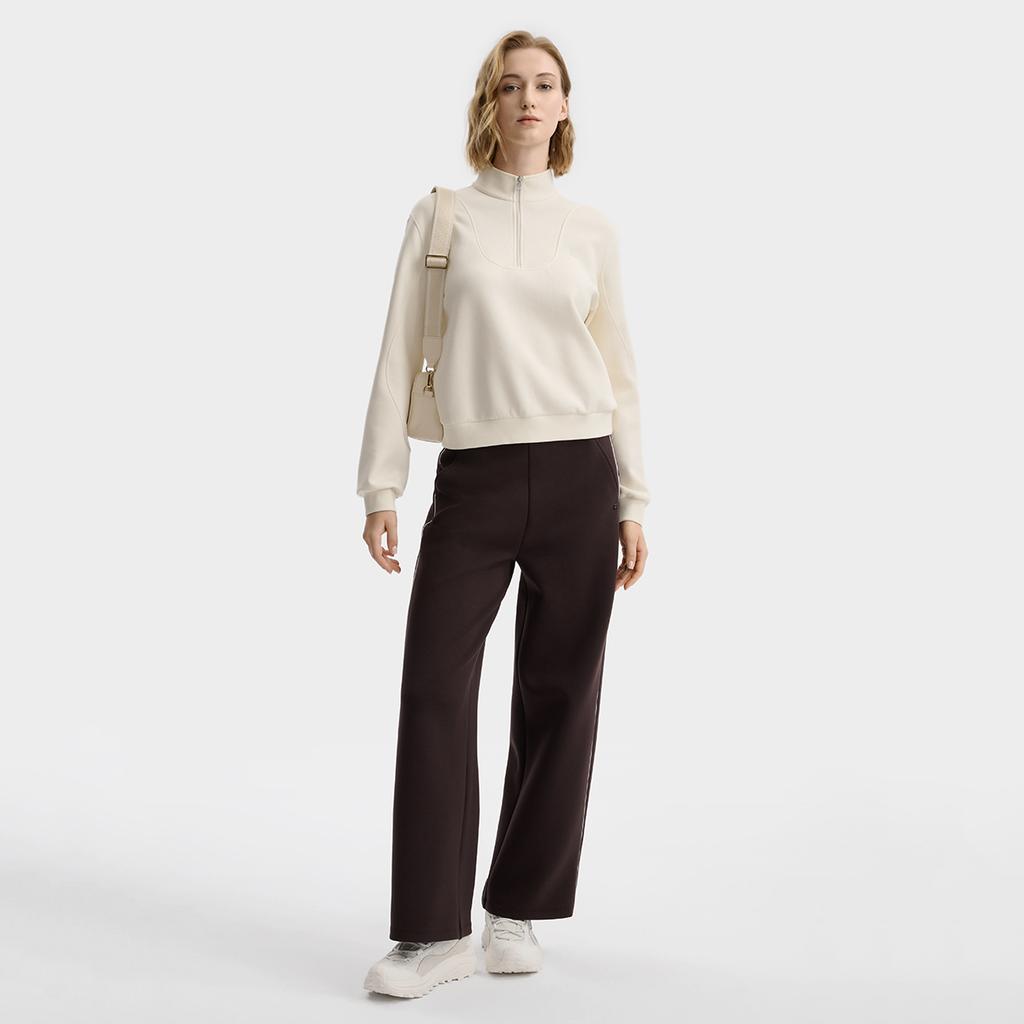 Fila Moletom Pulôver Curto Clássico de Tricô Macio Feminino tops Branco Gelo F11W543201FIV