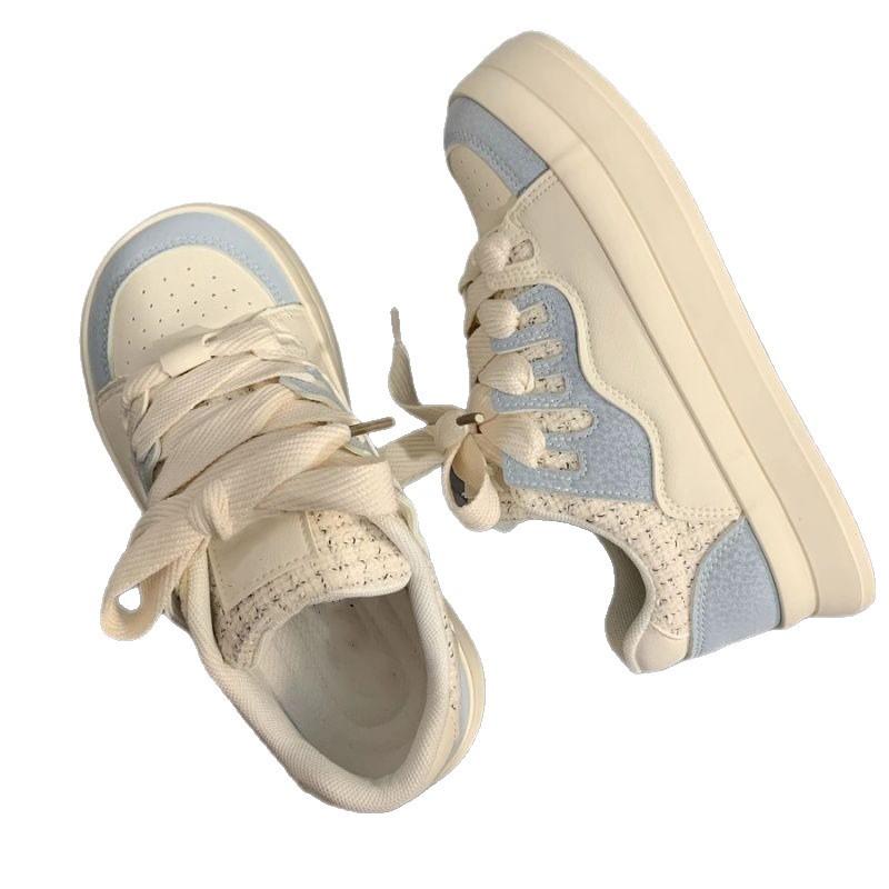 School Student Women Small White Shoes Korean Designer Chunky Woman's Casual Flats Shoes Trend Lace-up Platfrom Vulcanized Shoes