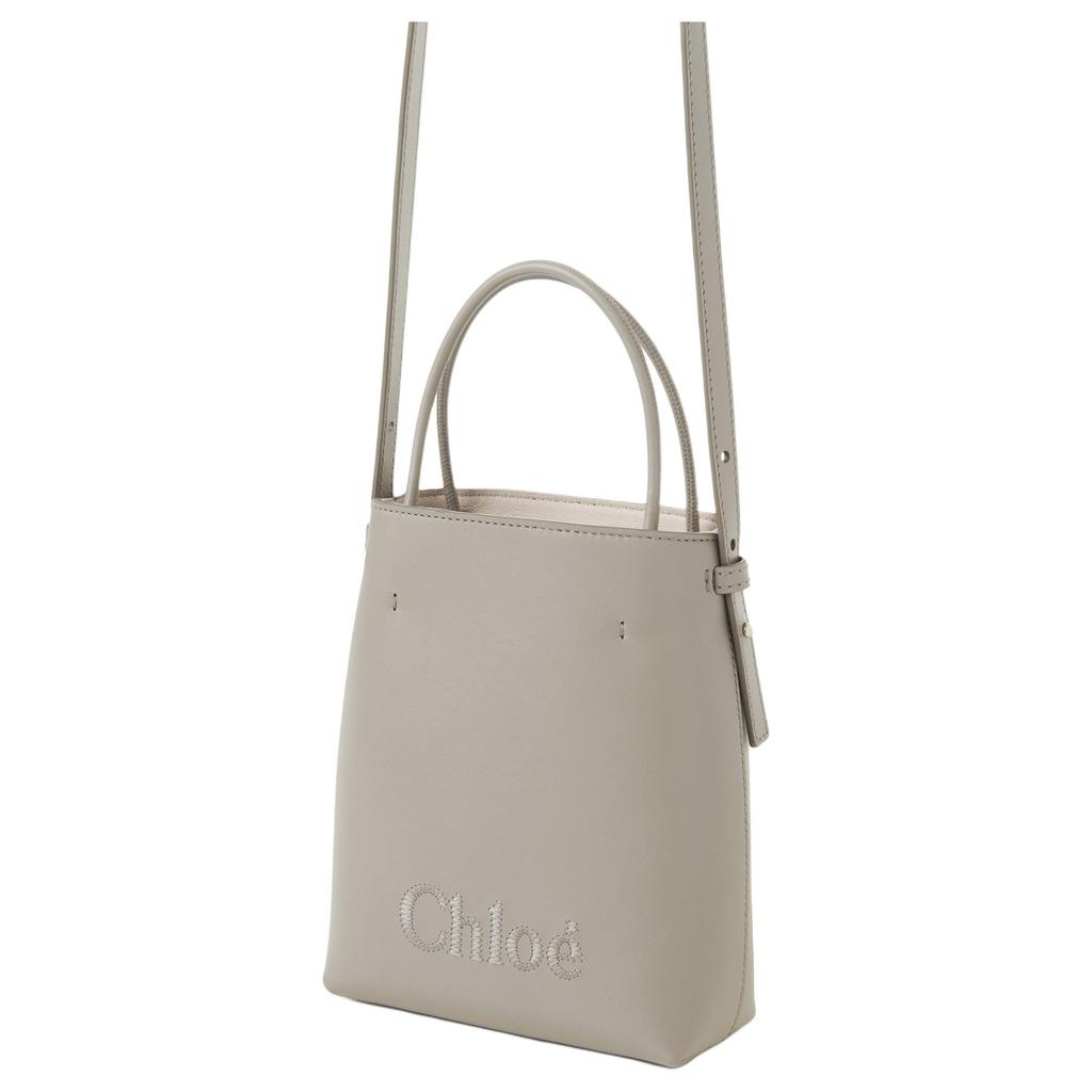 Chloe Sense Embroidered Logo Adjustable Shoulder Strap Calfskin Tote Bag Shopping Bag Crossbody Handbag Micro Women Tote Bag CHC23-UP873I10-23W