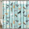 Raining Cats and Dogs Shower Curtain Funny Cartoon Cute Animal Hilarious Pets Playing Water Polyester Waterproof Bathroom Panels