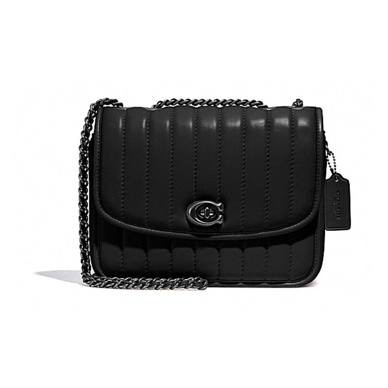 

COACH Madison 23 Quilted Flap Chain Leather Small Square Bag Crossbody Shoulder Bag Women s Black чорний