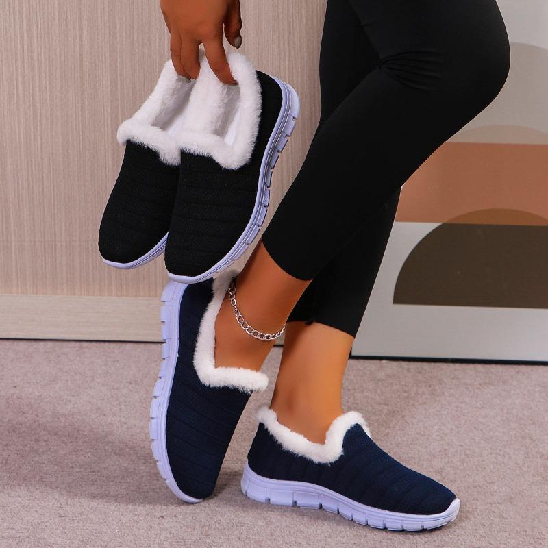 Fashion Mesh Casual Women's Running Sneakers 2024 Autumn and Winter Comfortable and Lightweight Slip-on Thickened Warm Low-top Shoes
