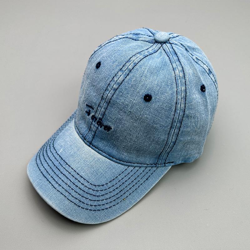 Versatile Fashion Embroidered Denim Letter Washed Sunshade Korean Baseball Cap Men'S And Women'S Trend Breathable
