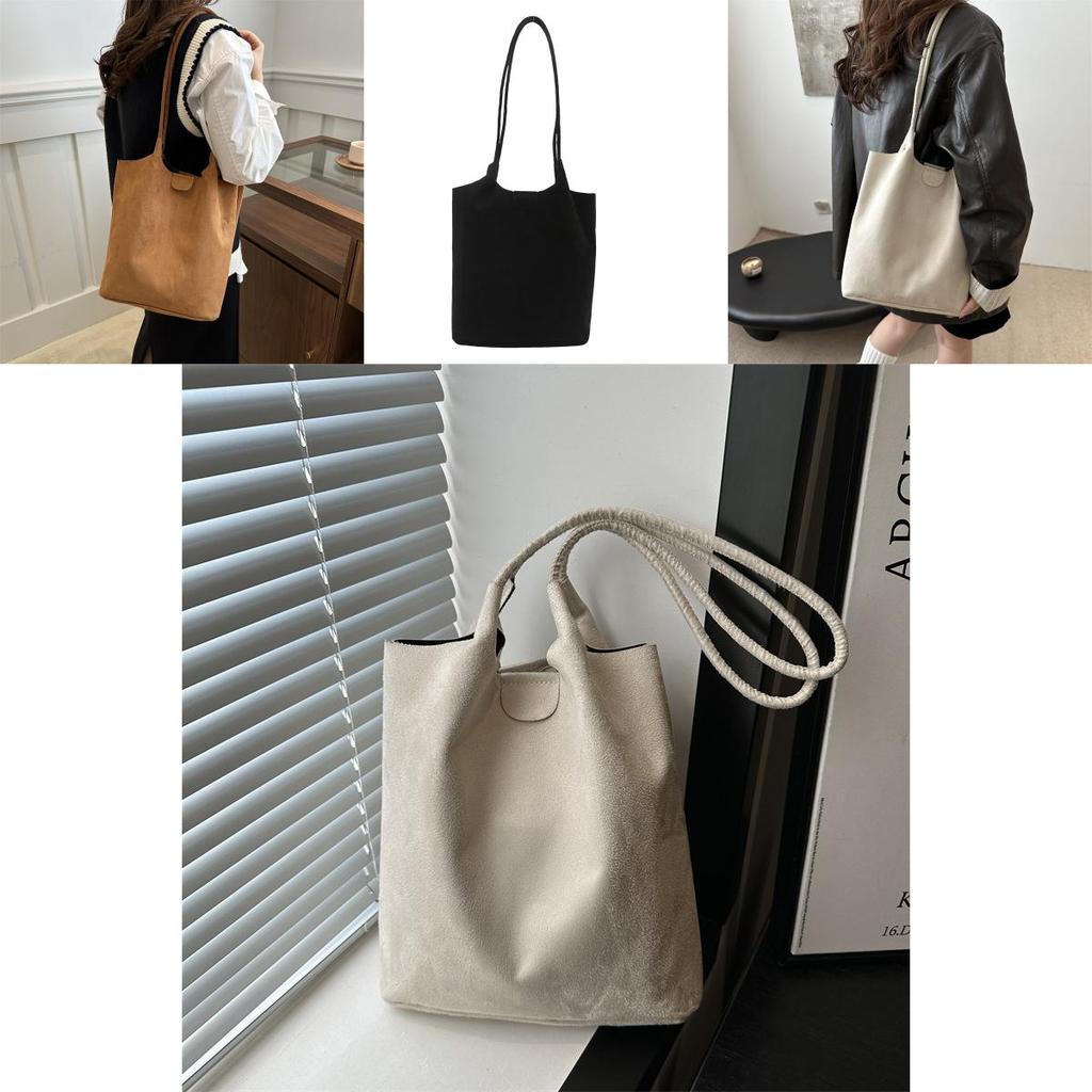 Trendy Vintage Large Capacity Canvas Tote Bag For Women In Black Brown And White Colors