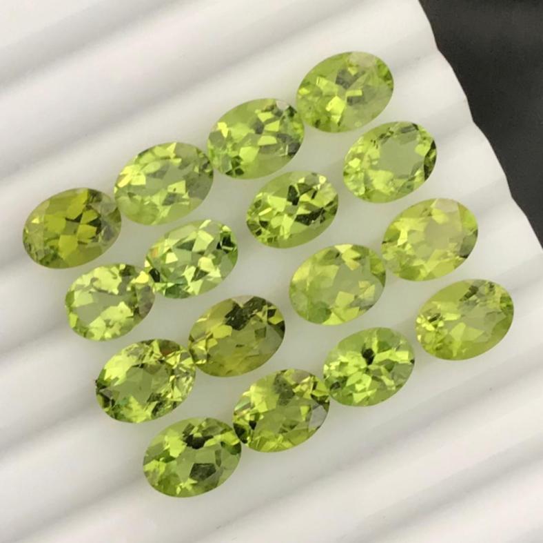 Natural Oval Shape Calibrated Green Peridot Faceted Loose Gemstone Lot For Jewelry Making Stone