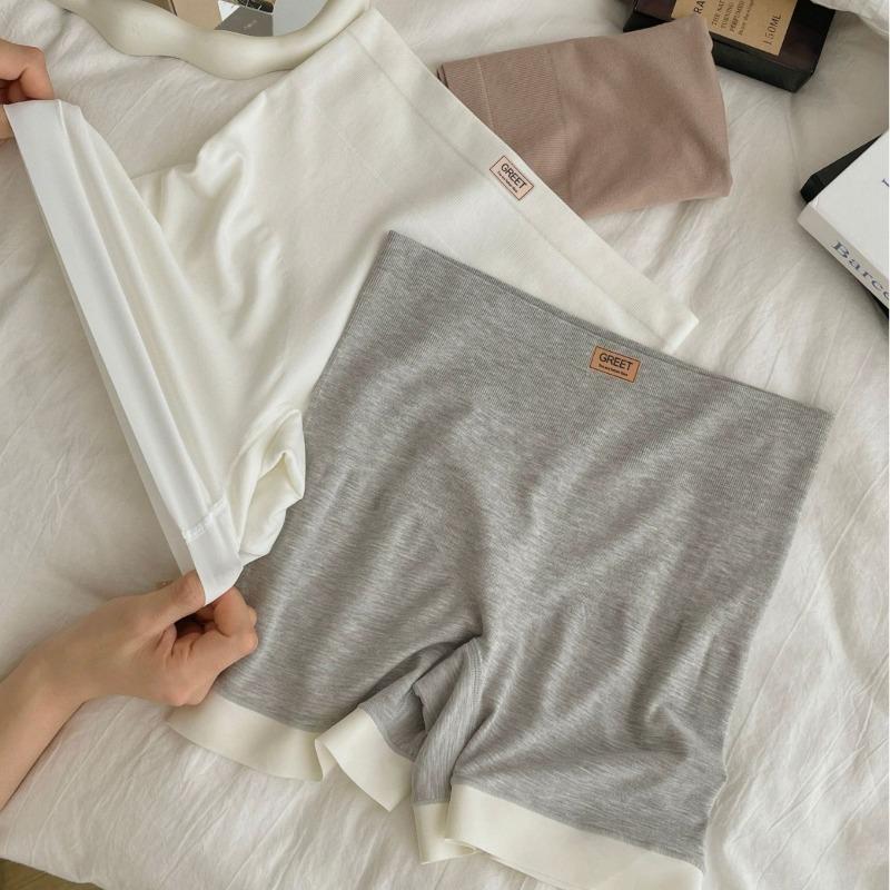 Basic Micro Pressure Compression Safety Pants with Two In One Anti Glare Non Rolled Edges Pure Cotton Crotch Leggings Seamless Underwear Panties