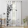 Bamboo Leaves Black White Window Curtains Printing Curtains for Living Room Modern Design Bedroom Decor Drapes