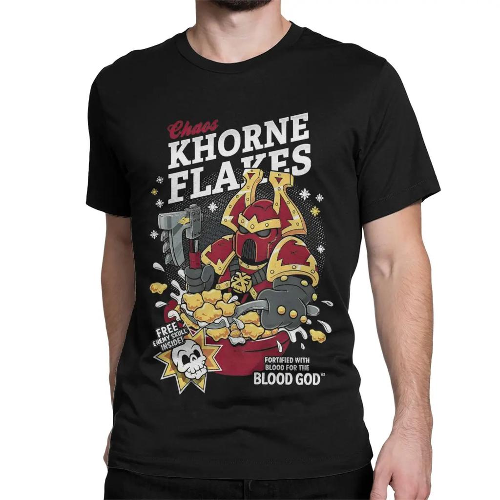 ZX TEE Men Women T-Shirts Chaos Khorne Flakes Vintage Tees Short Sleeve W-Warhammer 40k T Shirt Crewneck Clothing Gift Idea